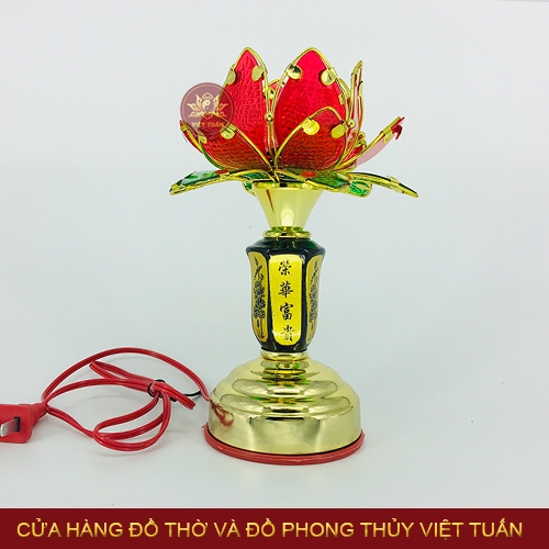Đèn điện hoa sen đỏ