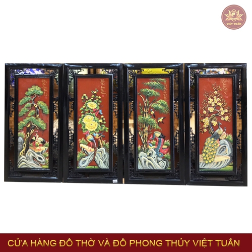 Tranh gốm tứ quý