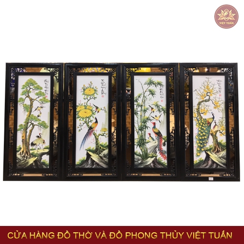 Tranh gốm tứ quý