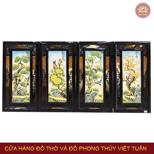 Tranh gốm tứ quý