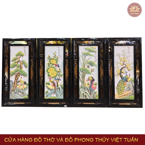 Tranh gốm tứ quý