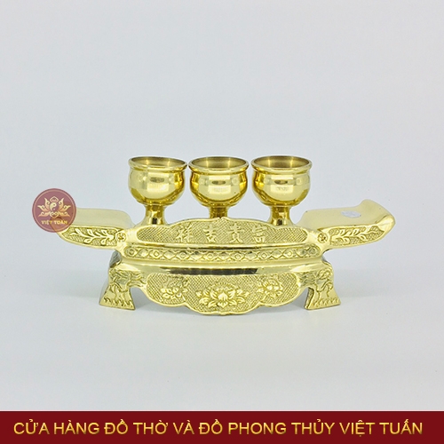 Ngai 3 chén phú quý cát tường đồng vàng