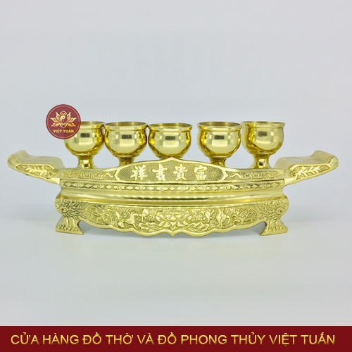 Ngai 5 chén phú quý cát tường đồng vàng