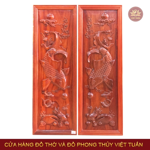 Tranh gỗ lý ngư vọng nguyệt