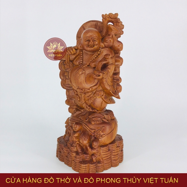 Tượng Di lạc gánh đào gỗ hương