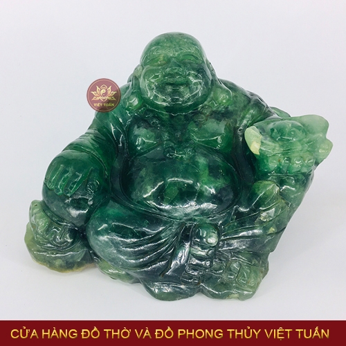 Tượng di lạc thạch anh xanh