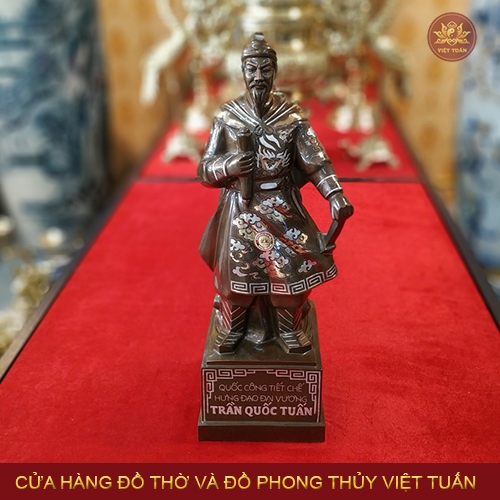 Tượng Hưng Đạo Vương - Trần Quốc Tuấn đồng đỏ khảm tam khí