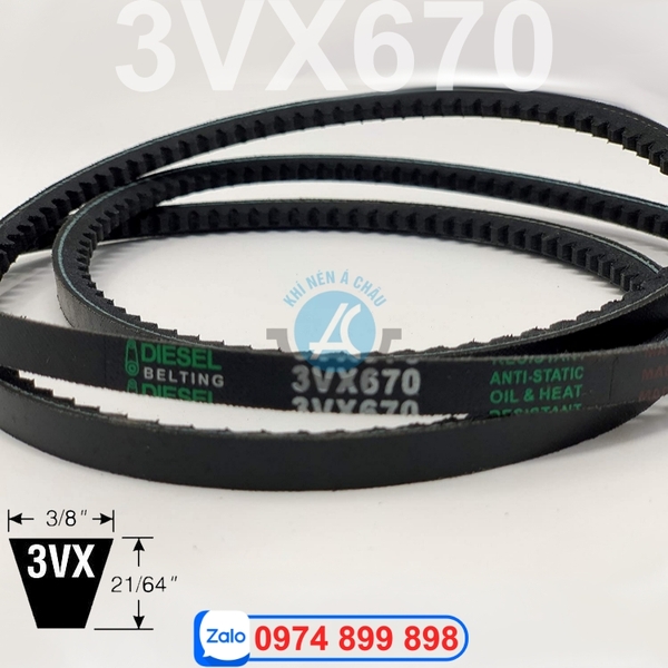 Dây curoa 3VX670 cho máy nén khí