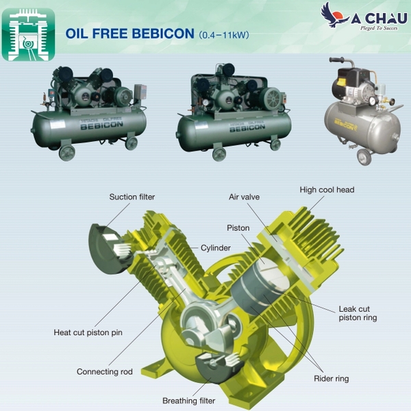 Đầu nén Piston không dầu Bebicon Hitachi