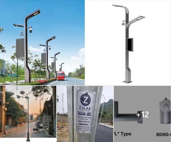 Giải Pháp Cột Đèn ZALAA Tích Hợp Camera Giám Sát An Ninh, Treo Biển Hướng Dẫn, Chỉ Dẫn