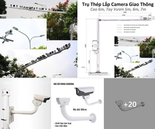 ZALAA Lighting nhận OEM/ODM các dòng cột đèn kết hợp với tay để camera, biển quảng cáo, biển báo tín hiệu...