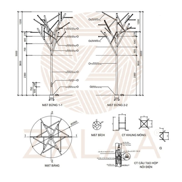 ✓Cột Đèn Cây Trang Trí Cảnh Quan Sân Vườn thiết kế độc đáo Mã sản phẩm  ZCV-H5000-D3500 | ZALAA Lighting - Leading Smart Life