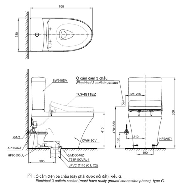 Bồn cầu điện tử Toto CS948CDW12 - Bảng giá TOTO mới nhất