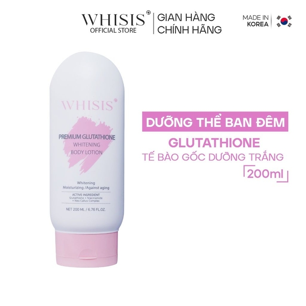 Dưỡng Thể Body Ban Đêm Whisis Premium Glutathione Whitening Body Lotion 200ml