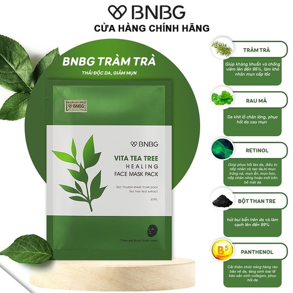 Mặt Nạ Giấy Tràm Trà Giảm Mụn BNBG Vita Teatree Healing Face (Mẫu Mới)
