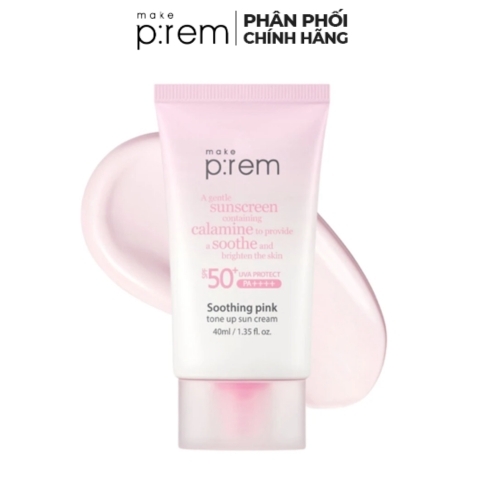 Kem Chống Nắng Vật Lý Nâng Tông Make P:rem Soothing Pink Tone Up SPF50+ 50ml (Hồng) (Nhập Khẩu) (Mẫu Mới)