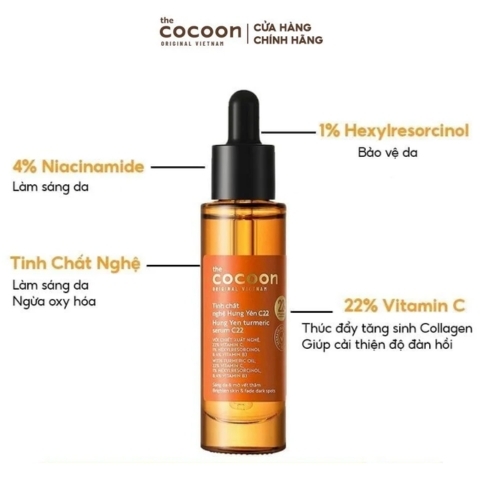 Tinh Chất Nghệ Hưng Yên Cocoon Sáng Da Chuyên Sâu Turmeric C22 (Mẫu Mới)