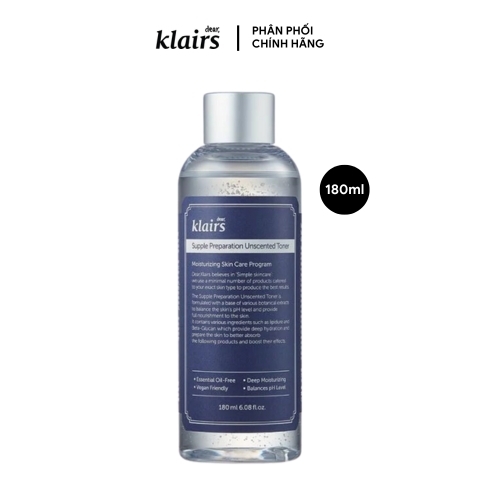 Nước Hoa Hồng Klairs Không Mùi Cho Da Nhạy Cảm Supple Preparation Unscented