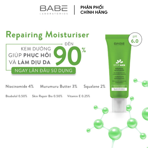 Kem Dưỡng Ẩm Phục Hồi Cho Da Mụn Babe Stop AKN Repairing Moisturiser 50ml