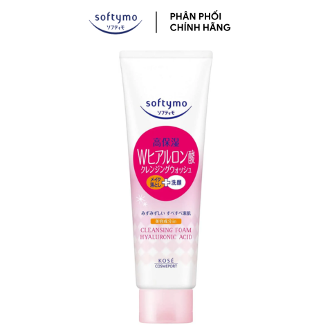 Sữa Rửa Mặt Tẩy Trang Dưỡng Ẩm Da Kose Softymo Hyaluronic Acid Cleansing Foam 190g (Hồng)