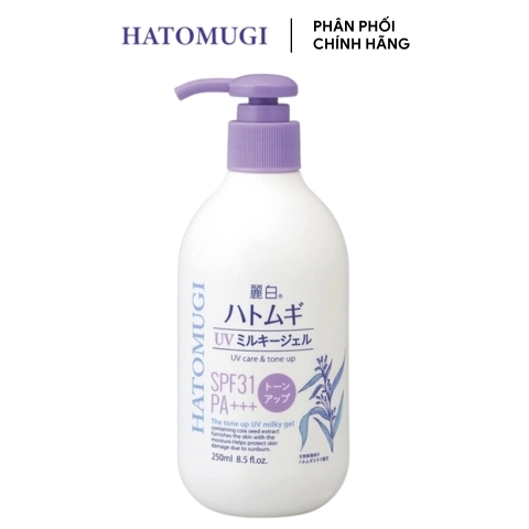 Sữa Dưỡng Thể Nâng Tông Da Chống Nắng Hatomugi The Tone Up UV Milky Gel SPF31 250ml (Tím)