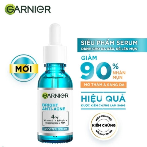 Tinh Chất Garnier Giảm Mụn Mờ Thâm Cho Da Dầu Bright Anti-Acne Booster 30ml (Mẫu Mới)