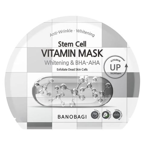 Mặt Nạ Giấy Banobagi Stem Cell Vitamin Mask Whitening & BHA-AHA 30g (Nhập Khẩu)