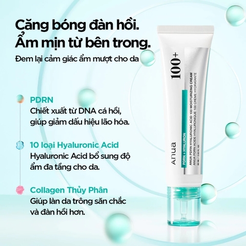 Kem Dưỡng Ẩm Anua PDRN Hyaluronic Acid 100 Moisturizing Cream 60ml
