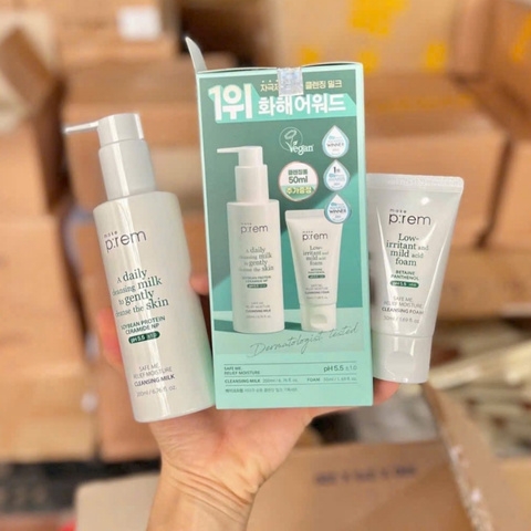 Sữa Tẩy Trang Make P:rem Safe Me Relief Moisture Cleansing Milk 200ml (Tặng Kèm Sữa Rửa Mặt 50ml)