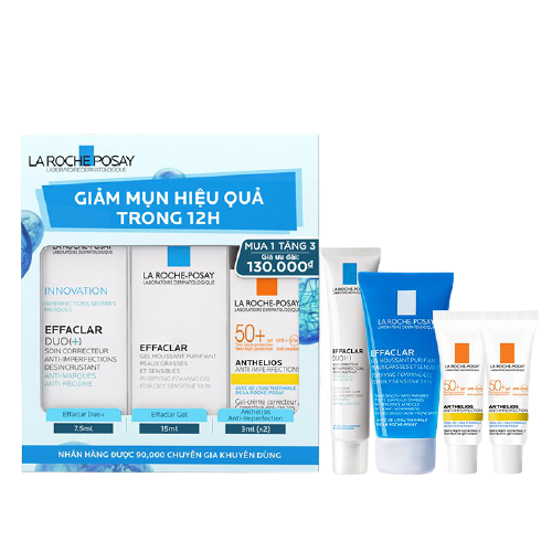 Bộ Sản Phẩm La Roche-Posay Dưỡng Giảm Mụn, Ngừa Thâm 12H (4 món)