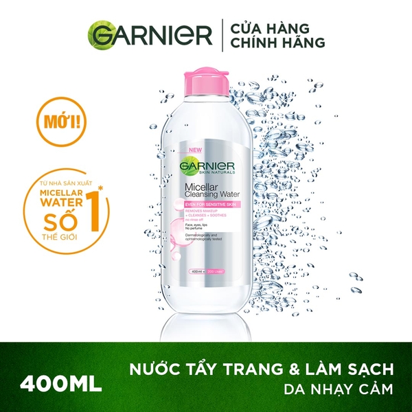 Nước Tẩy Trang Garnier Dành Cho Da Nhạy Cảm Micellar Cleansing Water For Sensitive Skin (Hồng) (Nhập Khẩu)