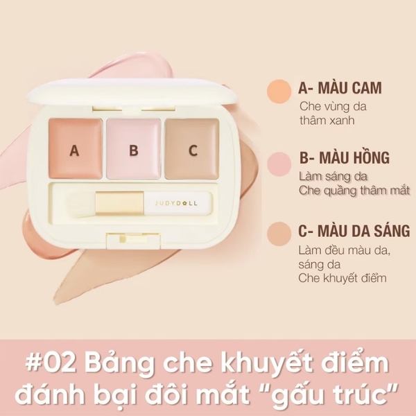 Bảng Che Khuyết Điểm 3 Màu Judydoll Three-Color Concealer Palette 2.7g