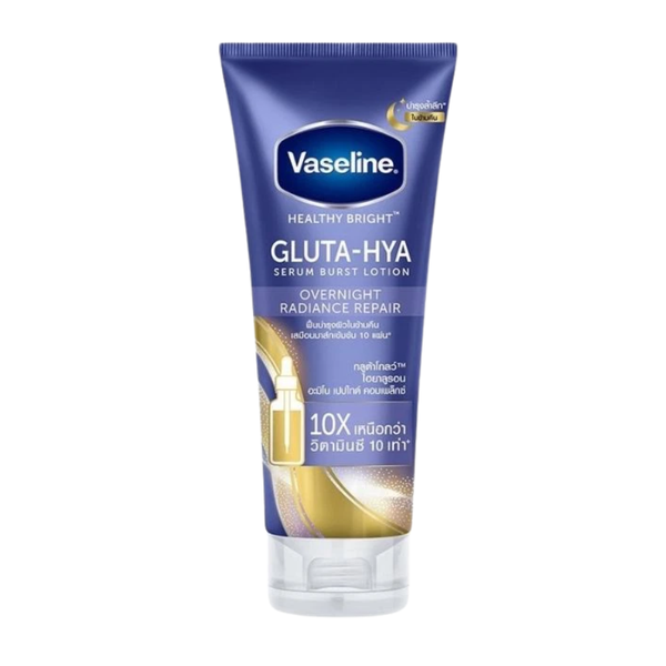 Dưỡng Thể Vaseline Trắng Da Ban Đêm Gluta-Hya Serum Burst Lotion Overnight Radiance (Xanh)