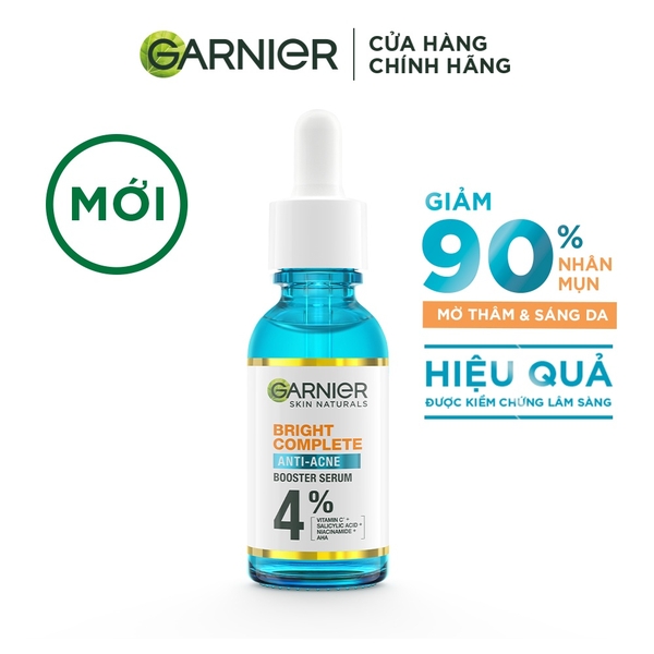 Tinh Chất Garnier Giảm Mụn Mờ Thâm Cho Da Dầu Bright Complete Anti-Acne Booster 30ml