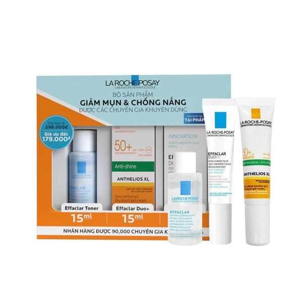 Bộ sản phẩm giảm mụn và chống nắng La Roche-Posay (3 món)