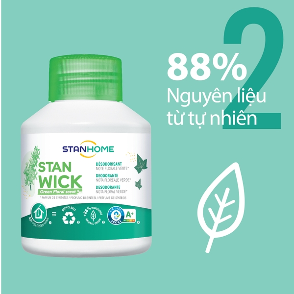 Sáp thơm khử mùi Stanhome Stan Wick Green Floral 250ml hương hoa cỏ mùa ...