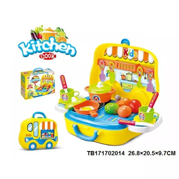 Va li đồ chơi bếp nấu ăn hình ô tô màu vàng Toys House 008-919