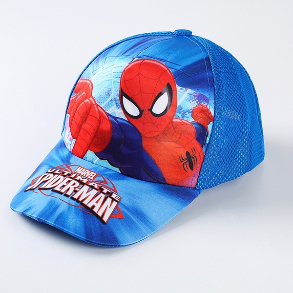 Mũ nón lưỡi trai hoạt hình dễ thương hình Spiderman màu xanh