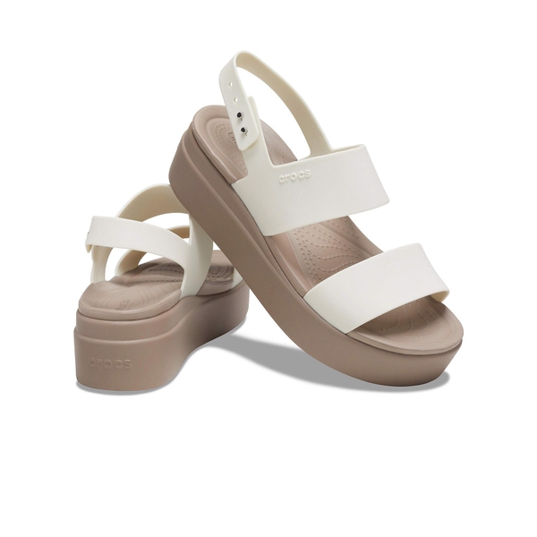 Giày Sandal Crocs nữ đế xuồng Brooklyn màu trắng cao 5cm