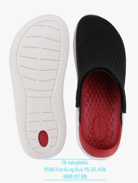 Giày Crocs LiteRide màu Đen đế Trắng (lót đỏ)
