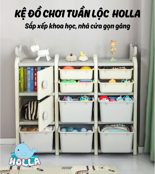 Tủ kệ đựng đồ chơi, quần áo chú tuần lộc CAYABE Holla màu trắng xám