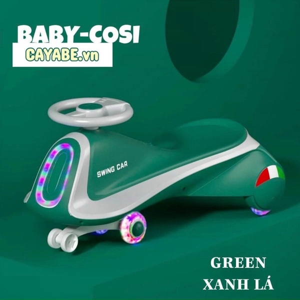 Xe lắc - xe chòi chân có đèn nhạc CAYABE Baby-Cosi màu xanh lá mã 02