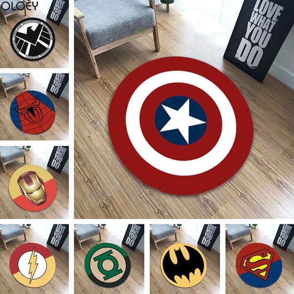 Thảm sàn/ thảm chơi hình tròn chống trượt Captain America đường kính 60 cm