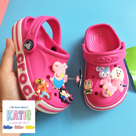 Dép cá sấu Crocs trẻ em Baya màu Hồng đậm