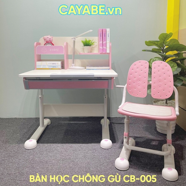 Bộ bàn ghế chống gù, chống cận học sinh CAYABE CB-005 dài 80cm màu hồng