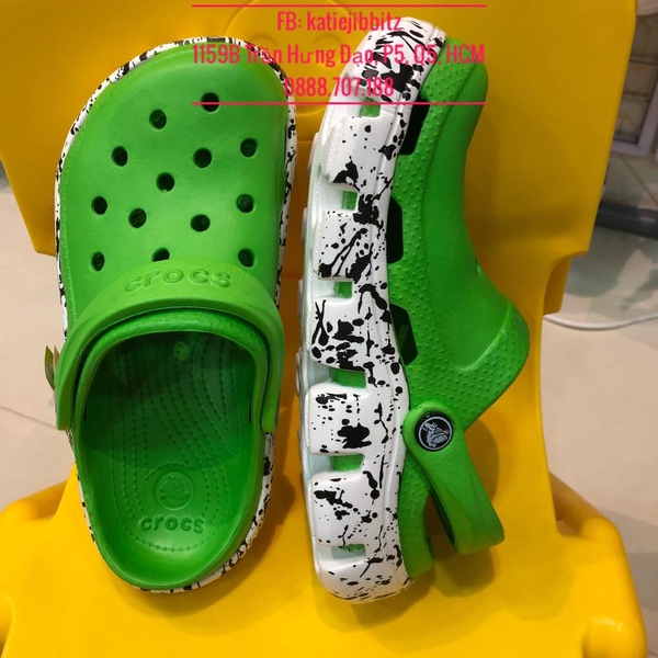 Dép cá sấu Crocs Duet Sport màu Xanh lá đế sơn