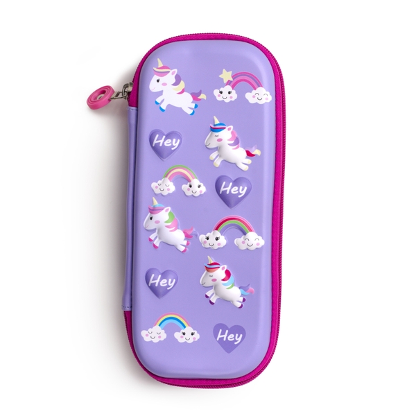 Hộp đựng bút EVA in hoạt hình 3D nổi ngựa Pony/ Unicorn màu tím MV-12