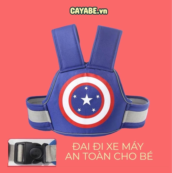 Đai đi xe máy an toàn phản quang cho bé CAYABE ngôi sao Captain America