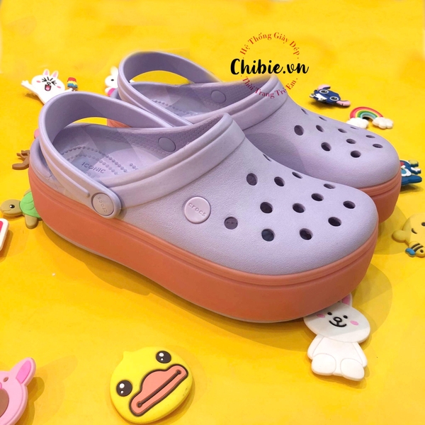 Dép cá sấu Crocs Band đế cao màu tím nhạt viền hồng