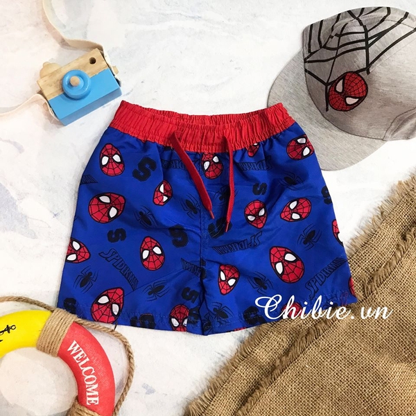 Quần bơi bé trai Spiderman màu xanh dương lưng đỏ